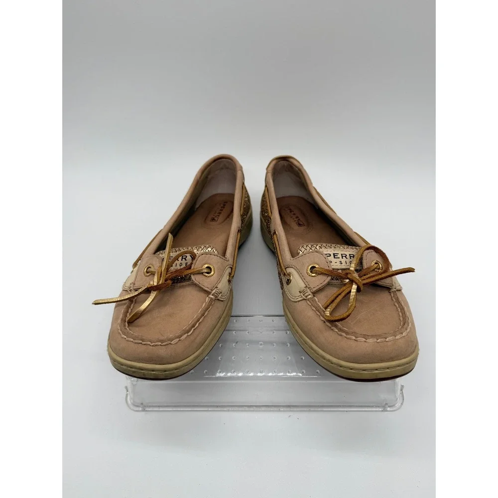 Sperry Top-Sider Angelfish Boat Shoes Women's 7.5M Tan Gold Glitter Leather